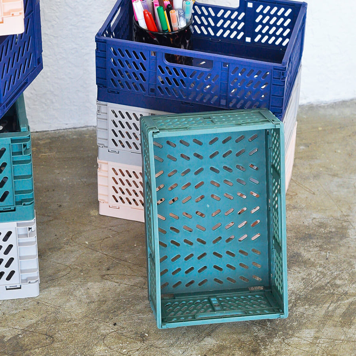 Caja de almacenamiento plegable mediano - verde 