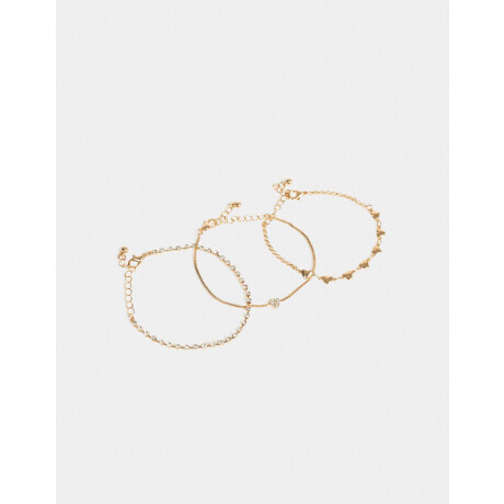 Set De Pulseras Con Corazones Dorado