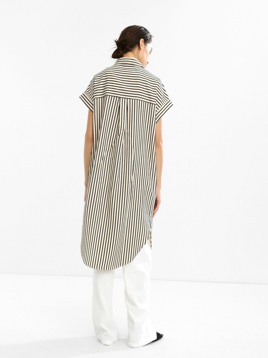 Vestido Camisero A Rayas negro