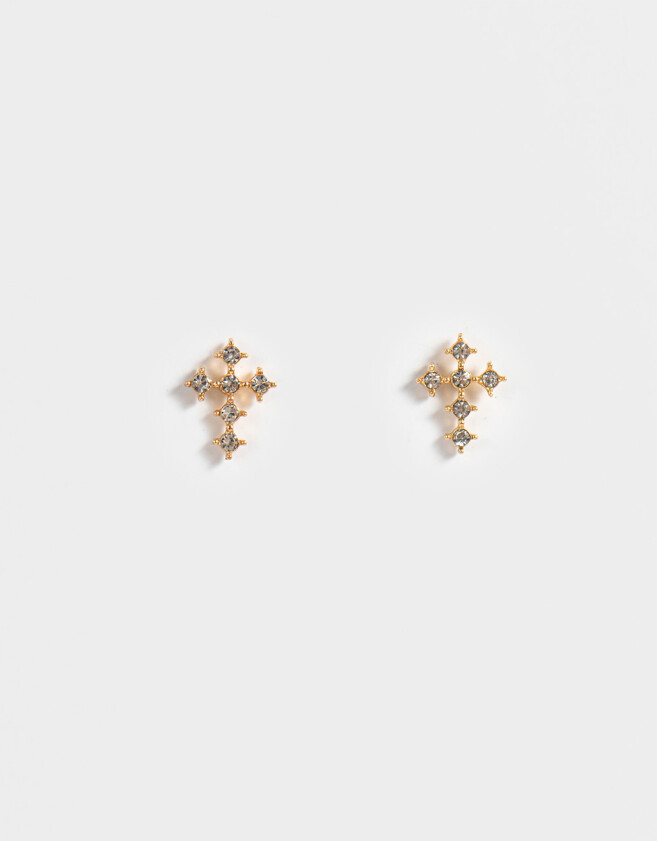 Aros Pasantes Con strass Aros Cruz Con Strass - Dorado