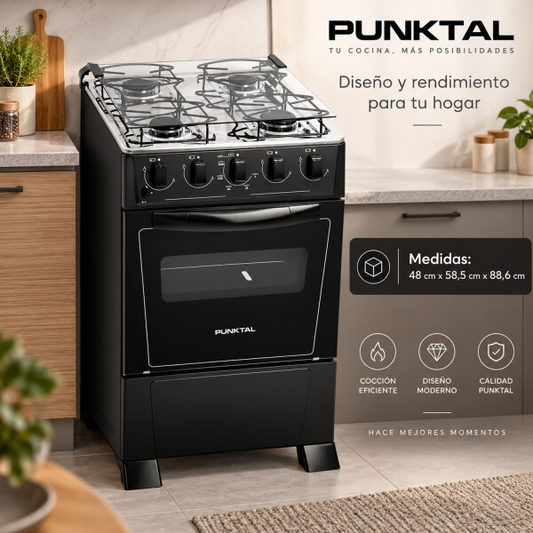 Cocina Punktal Pk-375c COCINA A GAS NEGRA PUNKTAL PK-375C AP