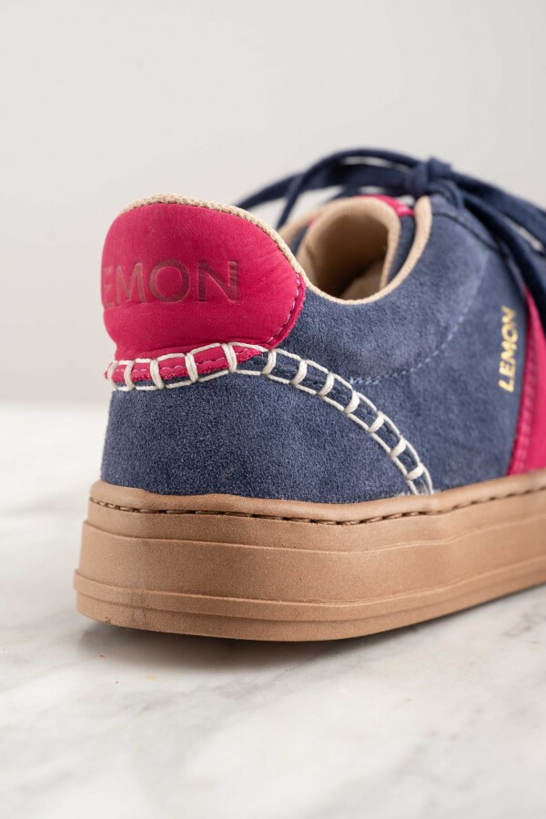 Zapatilla Combinada Gamuza Azul