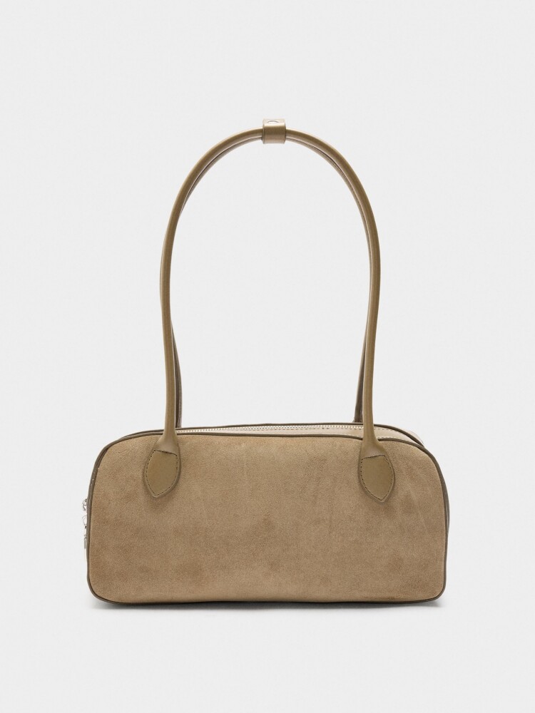 Bolso De Hombro Con Detalles De Piel taupe
