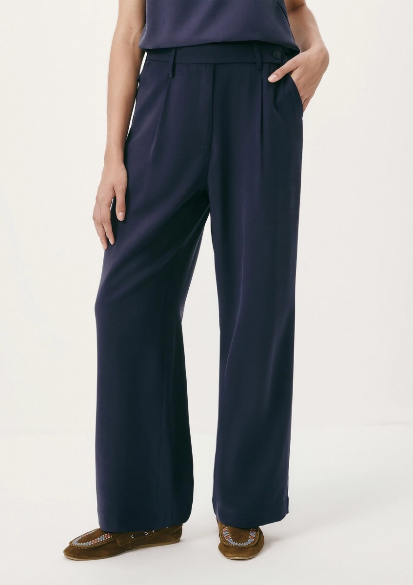 PANTALÓN RECTO DE TIRO ALTO - AZUL 