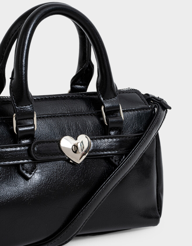 City Romántico Cartera City Con Broche - Negro