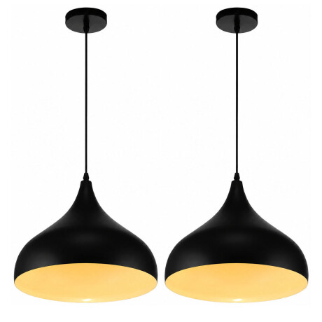 Pack X2 Lámparas Colgantes Nórdica Metal E27 Diseño Moderno Negro