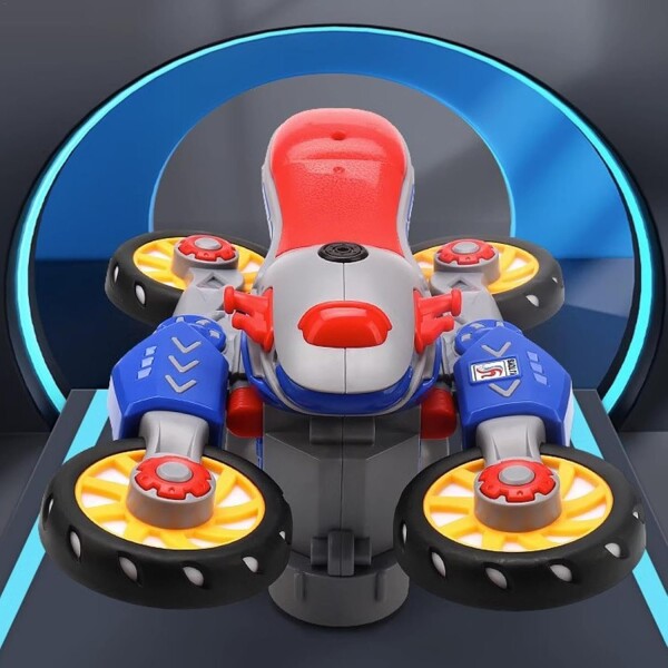 Moto Giratoria Luz Sonido Movimiento 360 Juguete Niños Variante Color Rojo Azul
