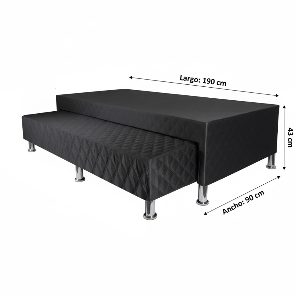 BOX BASE CAMA AUXILIAR MARINERA DE 1 PLAZA NEGRO