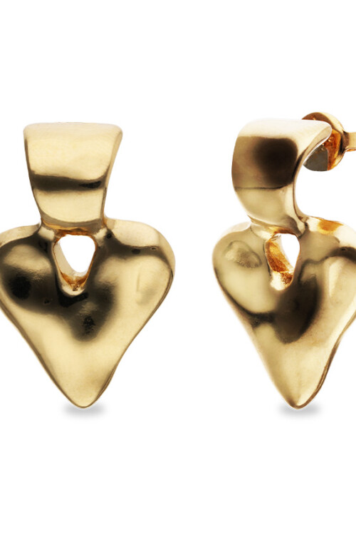 PENDIENTES DE CORAZÓN DE ALEACIÓN DE METALES BAÑADOS EN ORO 18K Pendiente