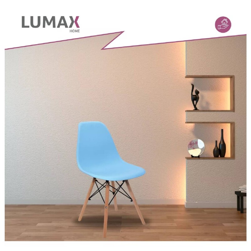 Pack 4 Sillas De Comedor Eames Lumax De Diseño Moderno Con Patas De Madera Azul