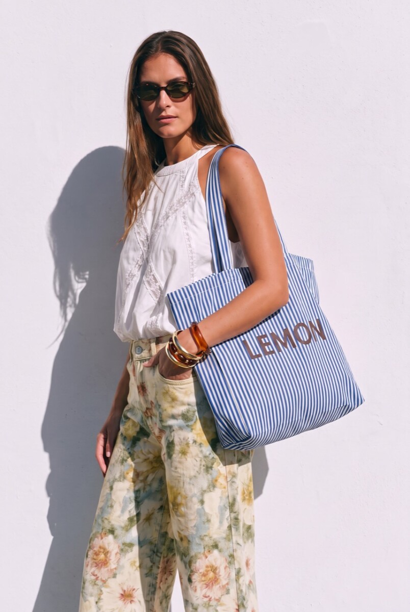 Maxi Bolso De Algodon - Azul 