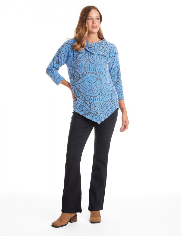 Buzo Labrado Flores AZUL/MULTI