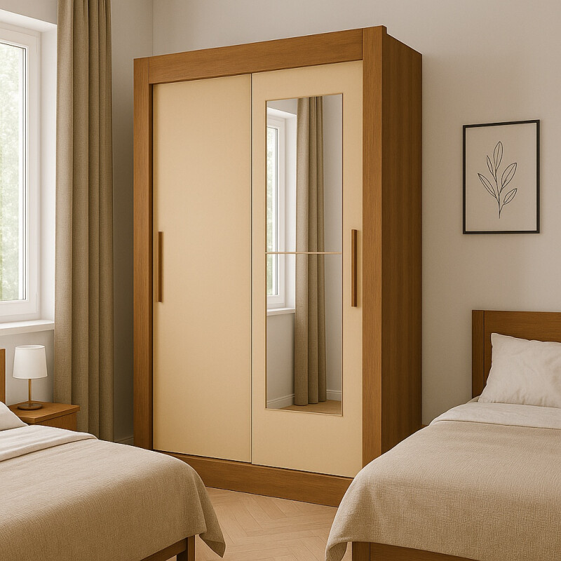 Ropero Placard 2 Puertas Corredizas C/espejo Dormitorio Marrón