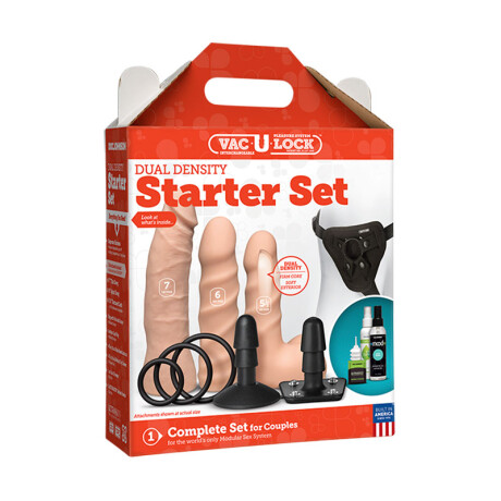 Kit Dual Density Starter Set Arnés Dildo Anillos Kit Dual Density Starter Set Arnés Dildo Anillos