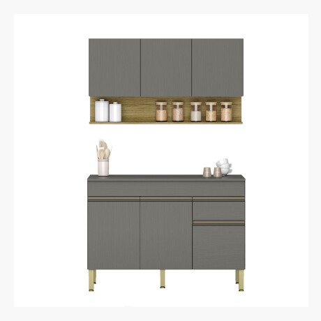 Modulos De Cocina Color Gris Incluye 2 Modulos Y Mesada FREIJO Y GRIS
