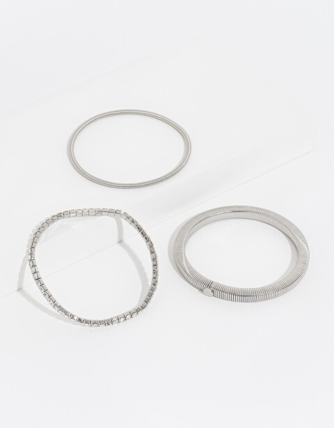 Pulseras Elásticas Sets Special Price Set De Pulseras Con Strass - Plateado Rodio