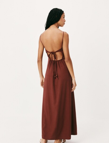 VESTIDO LARGO SIN MANGAS BORDEAUX
