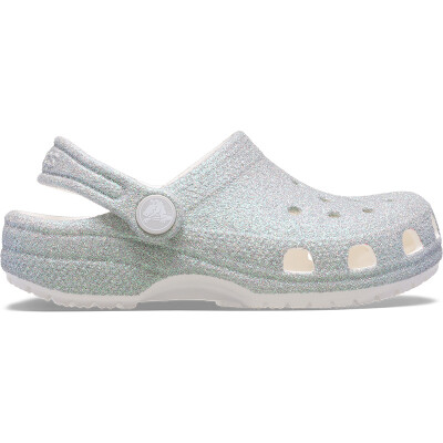 Classic Clog Iridescent Glitter Blanco