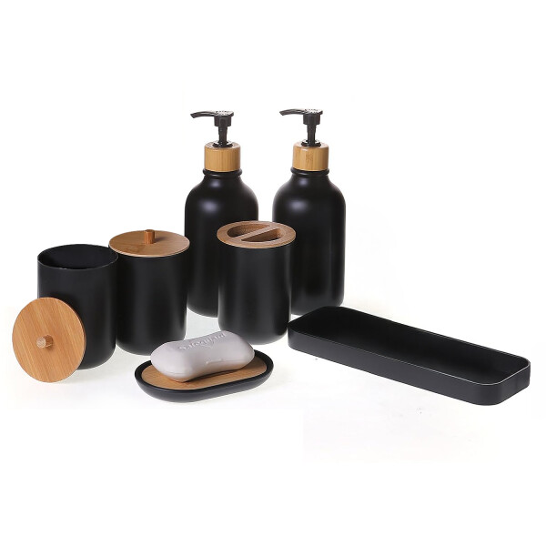Set De Baño Accesorios Juego De 7 Piezas Dispenser Jabonera IMBACK Color Negro Set De Baño Accesorios Juego De 7 Piezas Dispenser Jabonera IMBACK Color Negro
