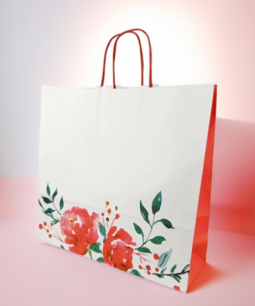 BOLSA FANTASIA LUNA 32X10X30 cm FLORES ACUARELAS