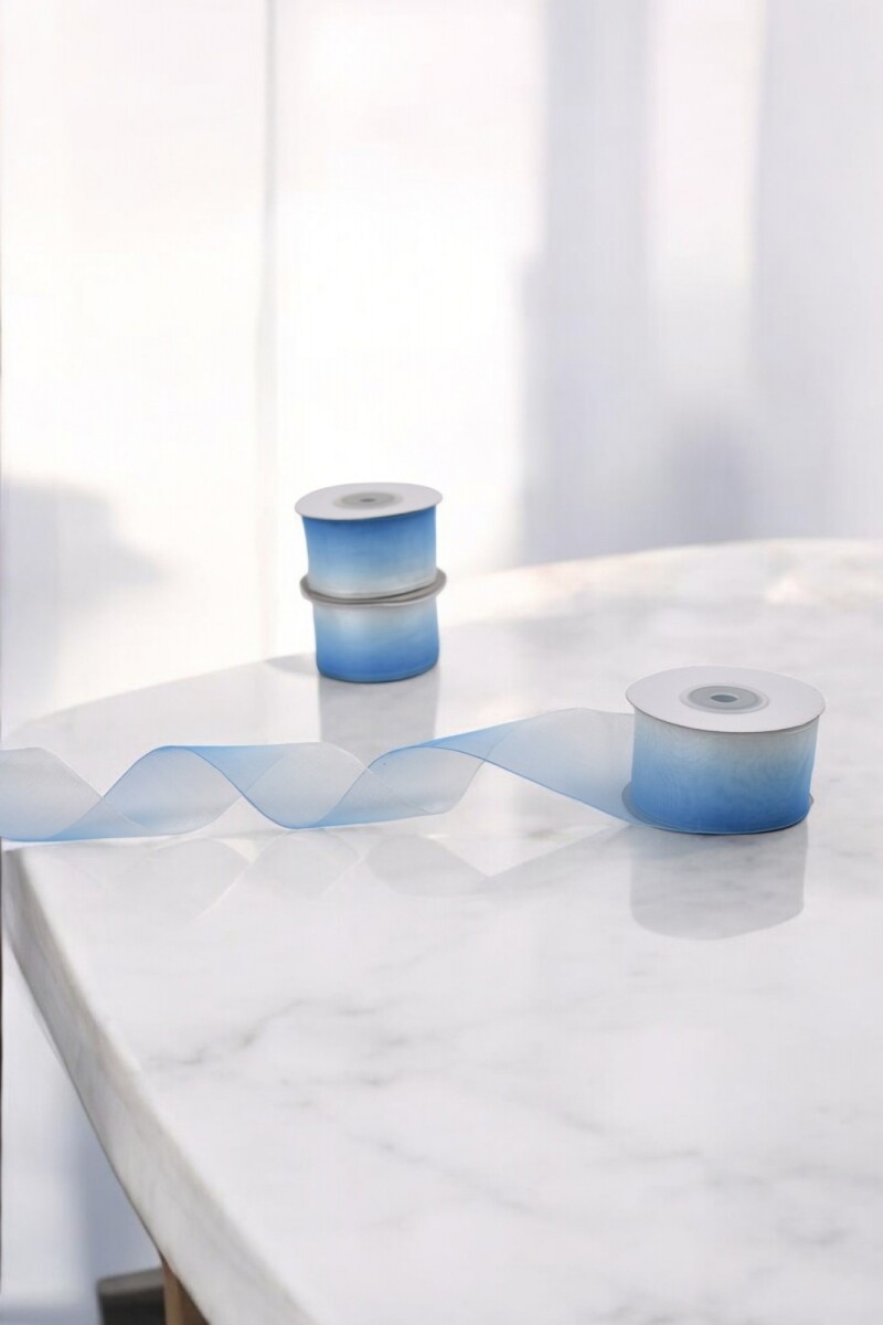 Cinta organza degrade - 23 mts - AZUL 