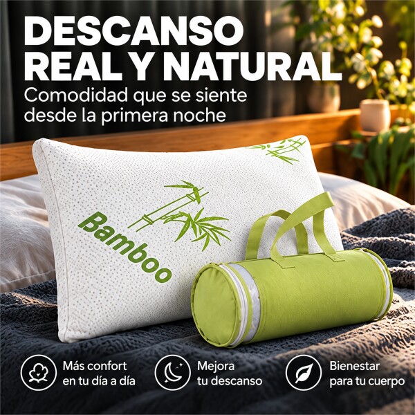 Almohada Viscoelástica con Funda de Bambú y Bolso de Transporte pack x4 Blanco 1