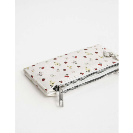 Billetera Fichero Negro Estampado Flores