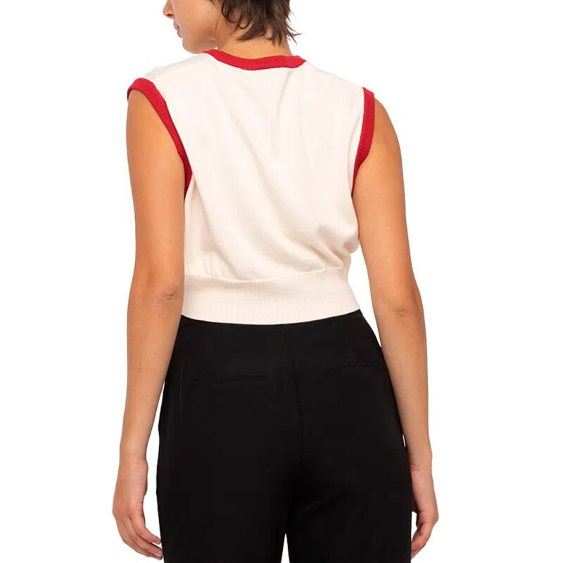 Chaleco Tejido Mujer Fila Crop Crema