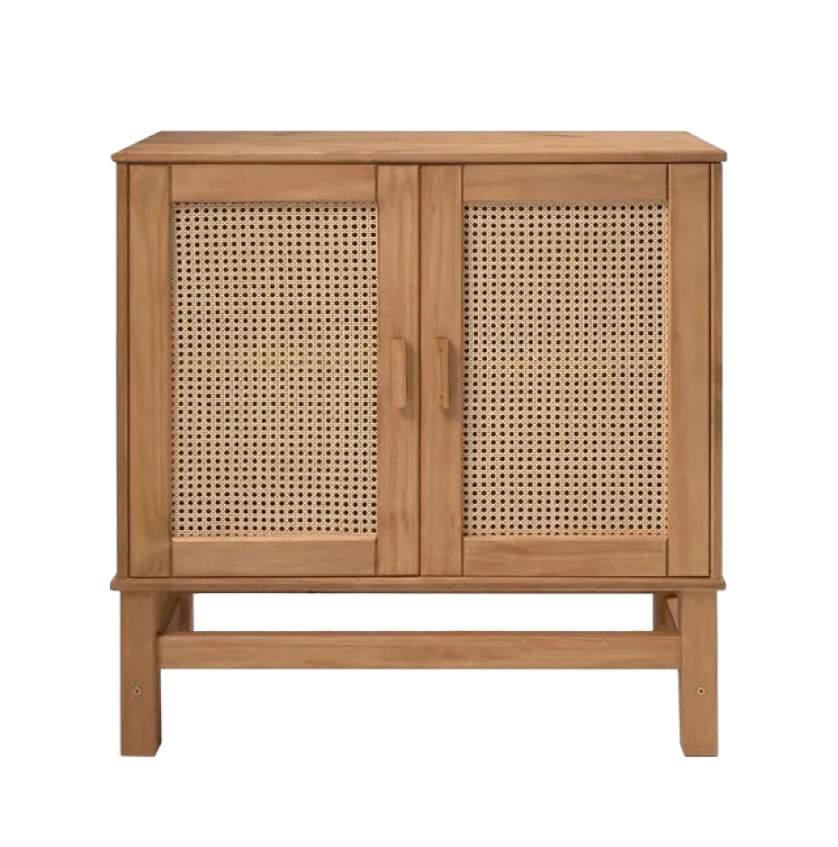 APARADOR BUFFET DE 2 PUERTAS EN MADERA MACIZA CON RATAN NATURAL 