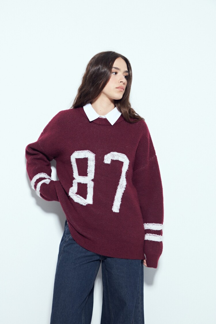 SWEATER VARSY Bordó Merlot