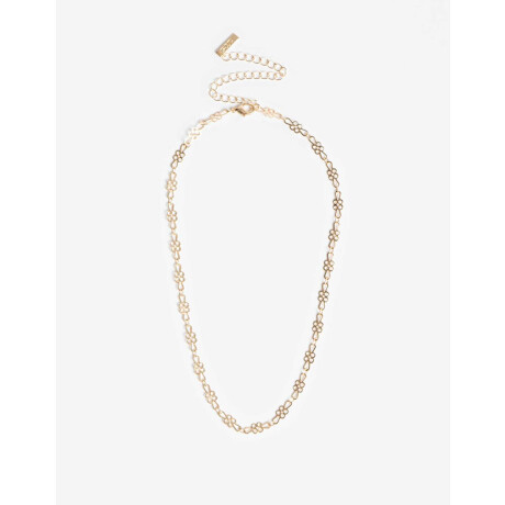 Collar Corto Metal Flores Dorado