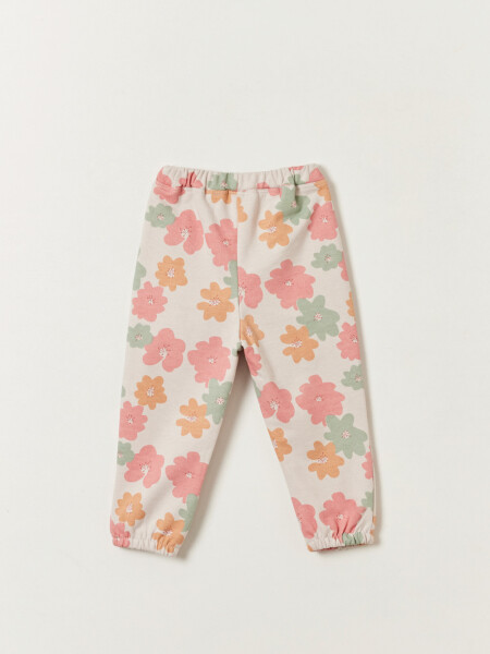 Pantalón deportivo Estampado Flores Crudo