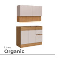KIT COCINA AEREO BLANCO/MADERA Y BAJO MESADA CON ZOCALO ORGANIC Kit Cocina Aereo Blanco/madera Y Bajo Mesada Con Zocalo Organic