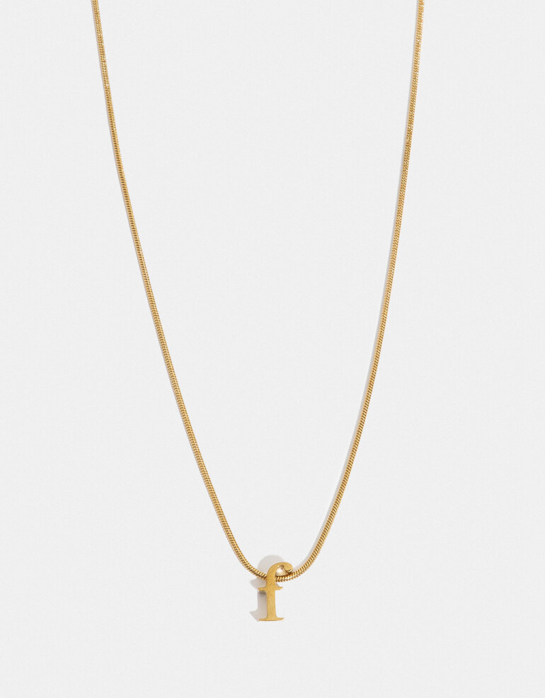 Cadena Corta con Dije Metal Cadena De Acero Con Inicial F - Dorado