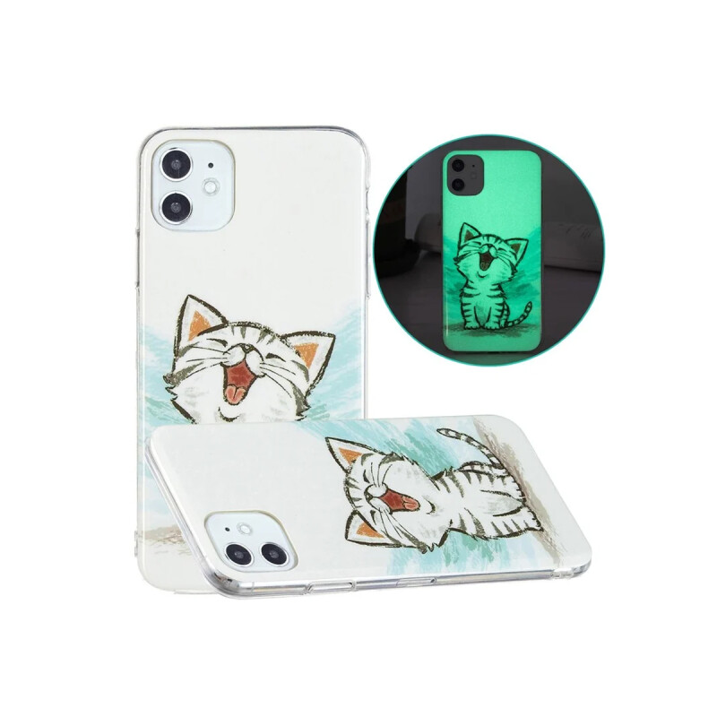 Protector para iPhone 11 fluorescente diseño gato Protector Para Iphone 11 Fluorescente Diseño Gato