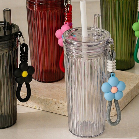 Vaso acrílico con sorbito y colgante flor 750ml Transparente