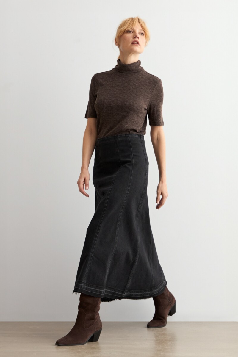 Falda de jean con cortes - negro 