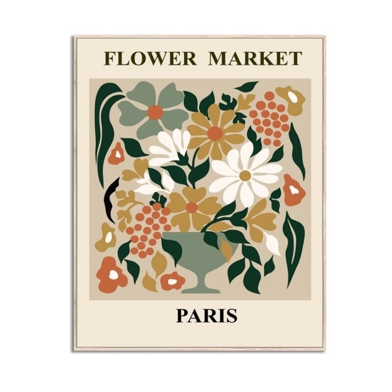 Cuadro Flower Market Paris con Marco 40 x 50 cm CUADRO 40X50CM MARCO FLOWER MARKET PARIS