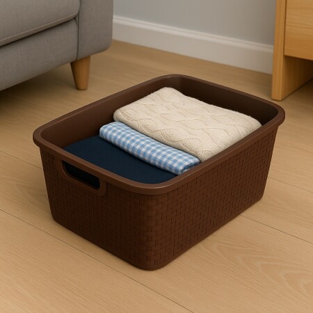 Caja organizadora simil rattan Nº3 17 Litros - CAFE Caja organizadora simil rattan Nº3 17 Litros - CAFE