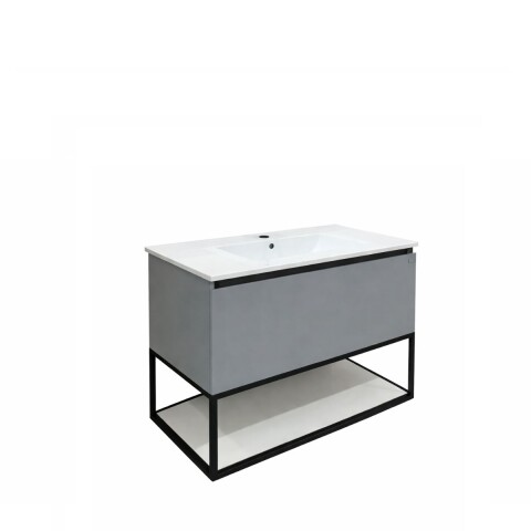 Mueble de baño suspendido Gray 80cm con bacha de loza Mueble De Baño Suspendido Gray 80cm Con Bacha De Loza