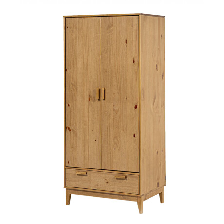 Ropero en madera maciza 2 puertas 1 cajón Marrón