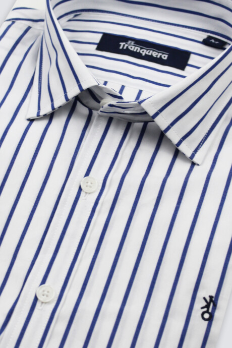 Camisa de Hombre Premium Cuello s/Botones Raya Azul 2