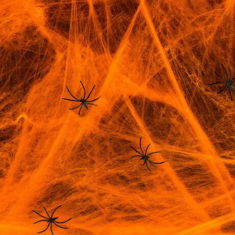 Telaraña decorativa Halloween con arañas Naranja
