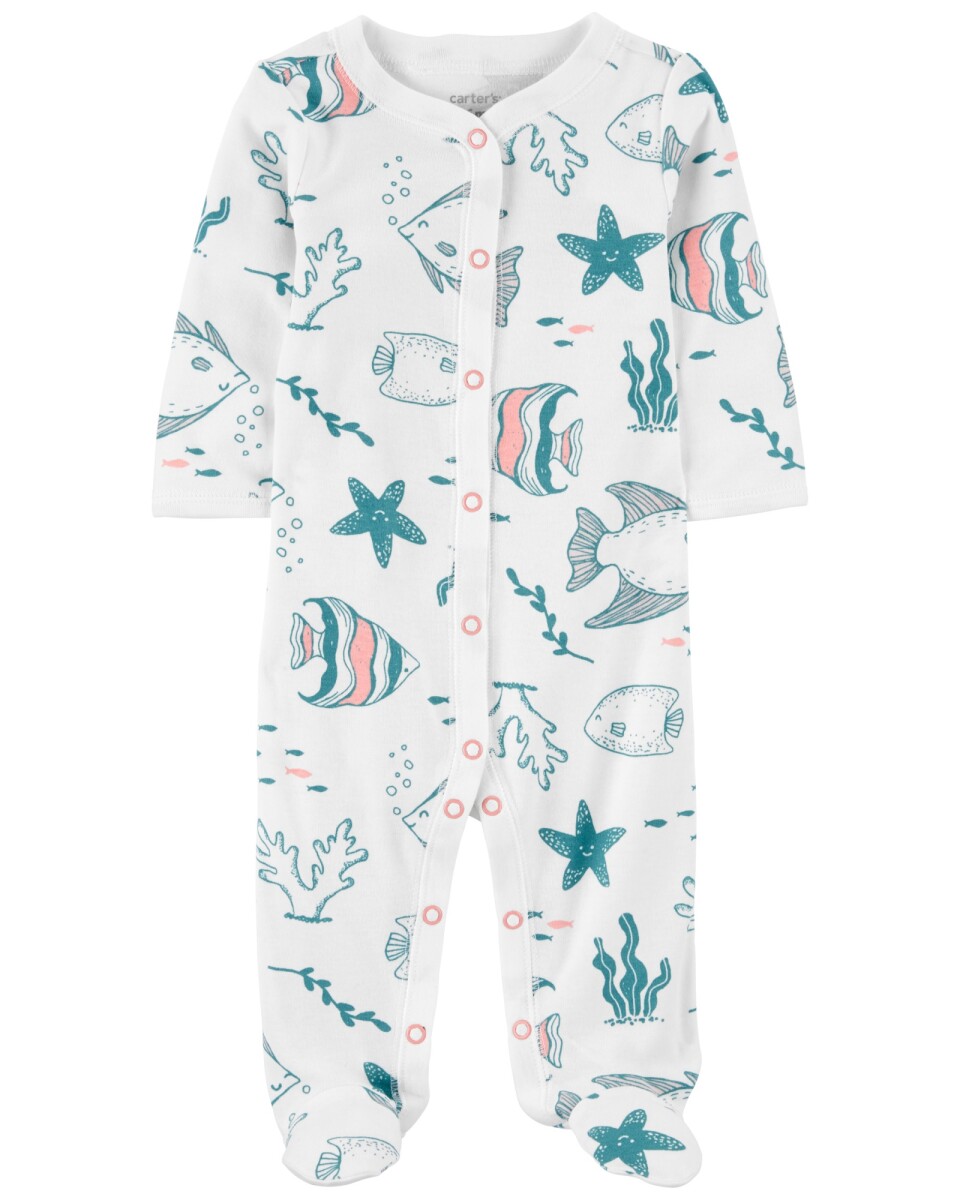 Pijama de algodón con pie prendido con botones 