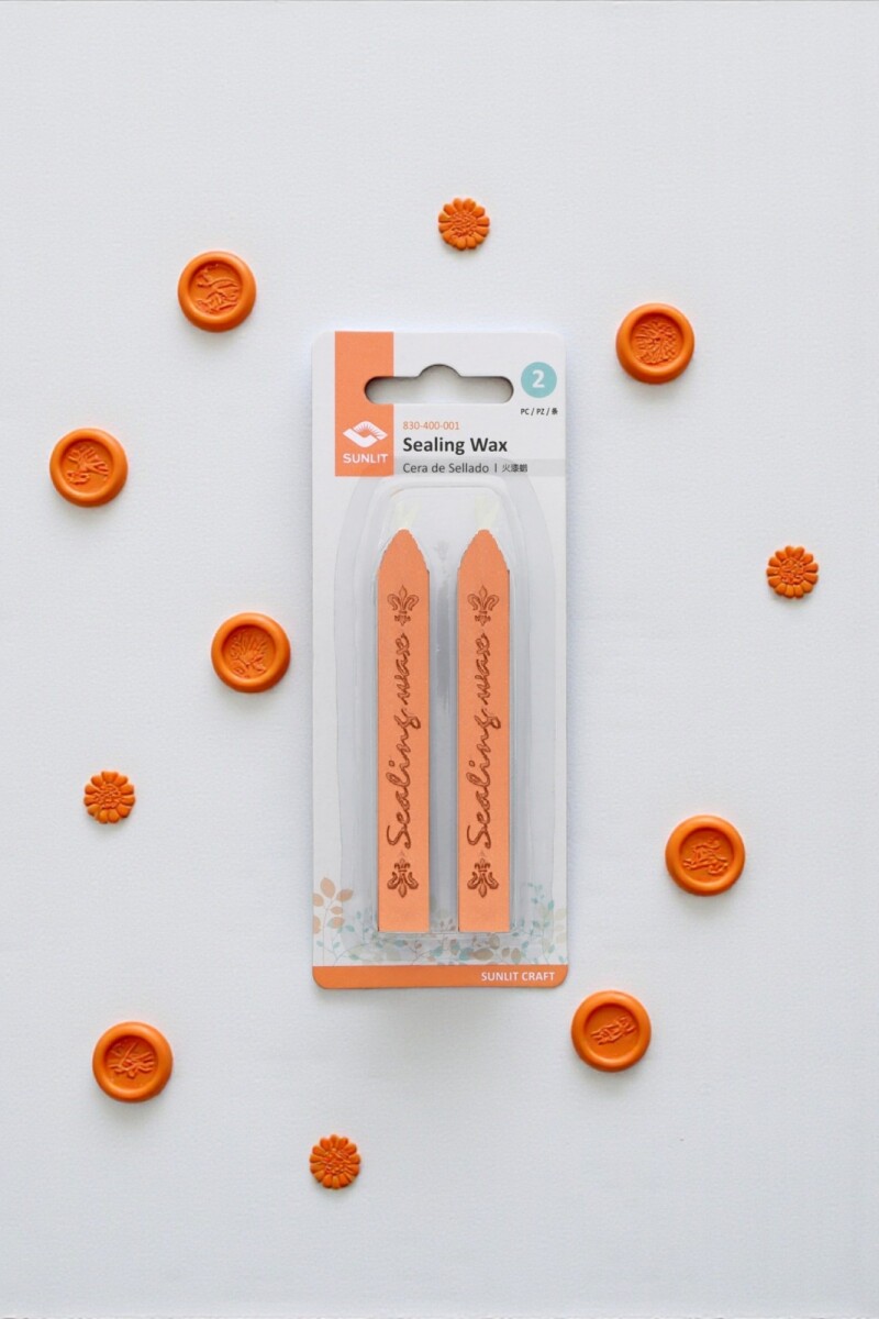 Blíster c/2 barras cera p/sellos de estampado. - naranja 
