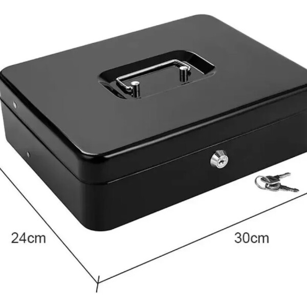 Caja Cofre Seguridad Dinero Fuerte Metal Llave 30x24x9cm Ax Negro