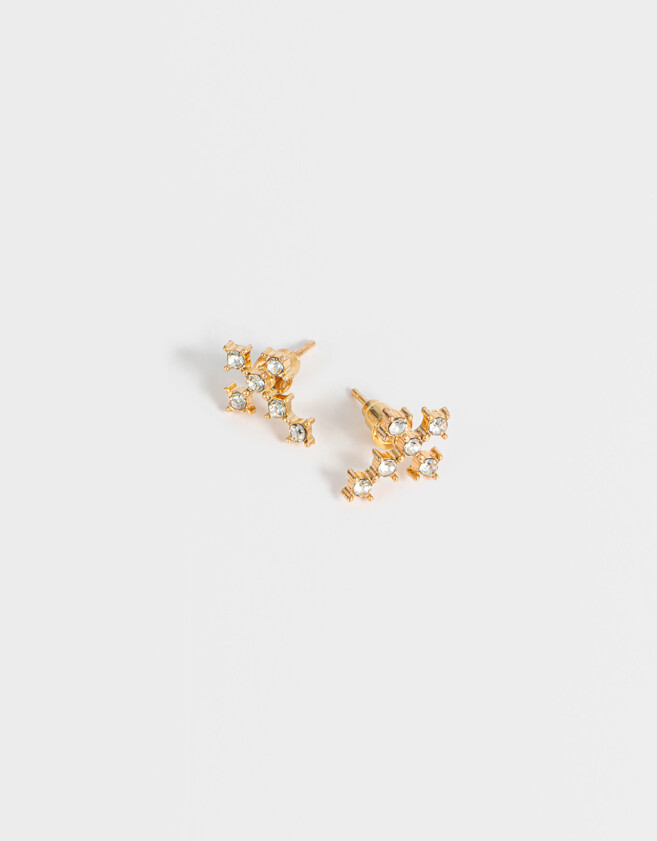 Aros Pasantes Con strass Aros Cruz Con Strass - Dorado