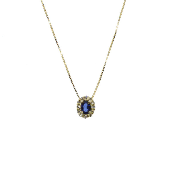 Colgante de oro 18k con brillantes y zafiro azul N8779 Colgante de oro 18k con brillantes y zafiro azul N8779