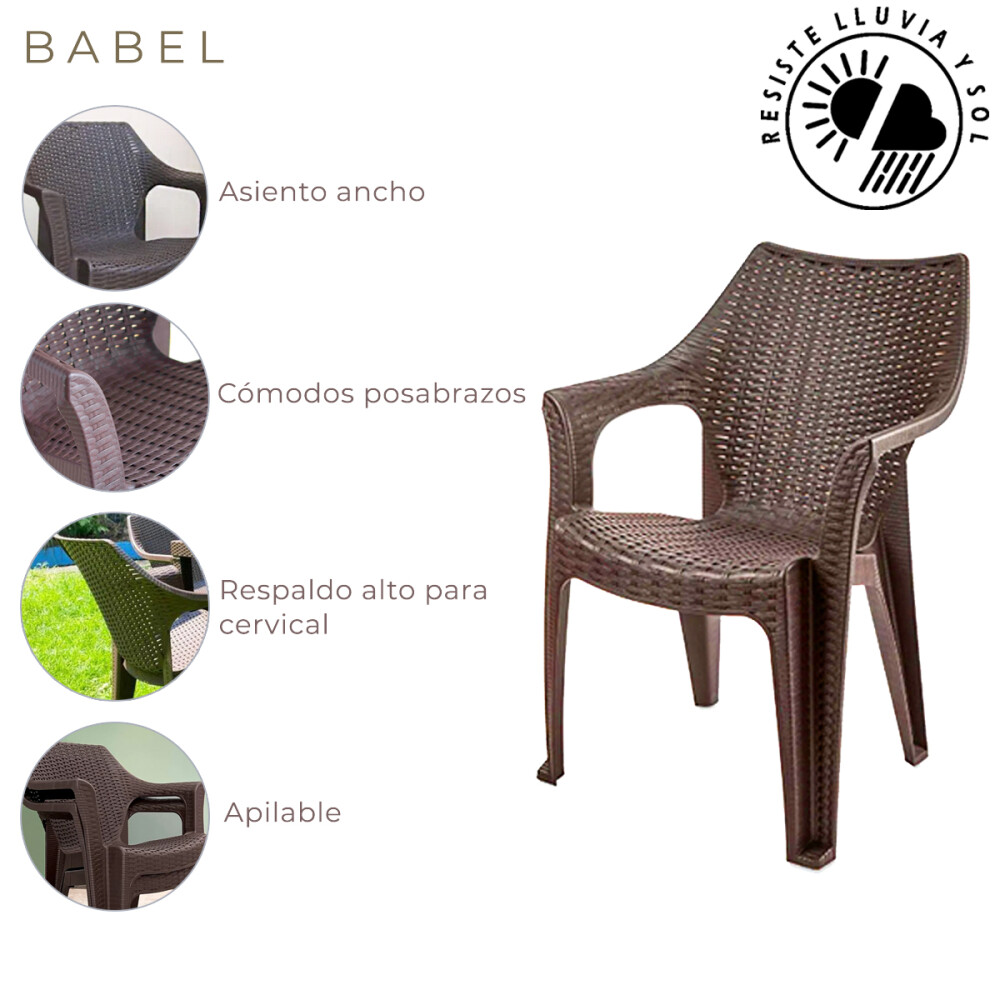 Set Mesa plegable + 6 Sillas Babel Marrón