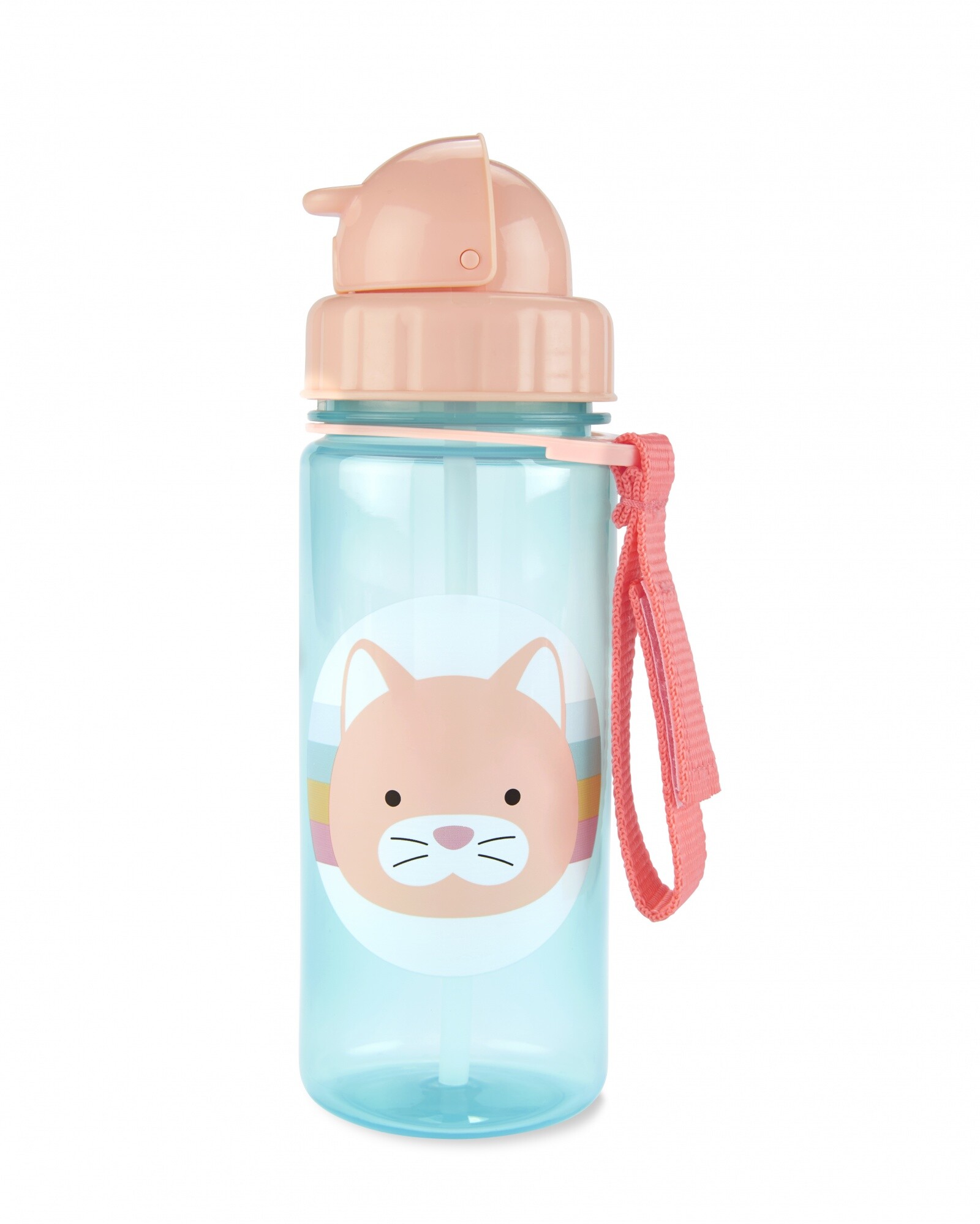Botella con sorbito, diseño gato Sin color